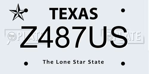 Z487US Texas License Plate