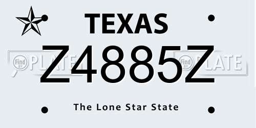 Z4885Z Texas License Plate