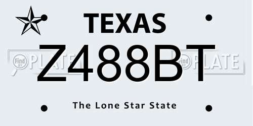 Z488BT Texas License Plate