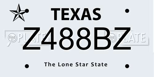 Z488BZ Texas License Plate