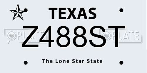 Z488ST Texas License Plate