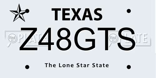 Z48GTS Texas License Plate
