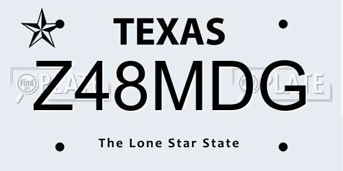 Z48MDG Texas License Plate