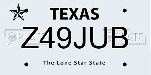 Z49JUB Texas License Plate
