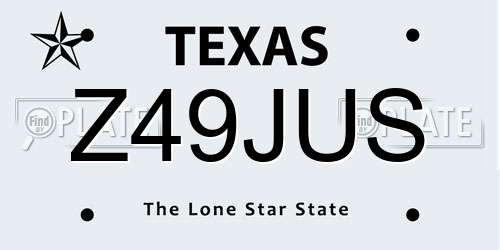 Z49JUS Texas License Plate