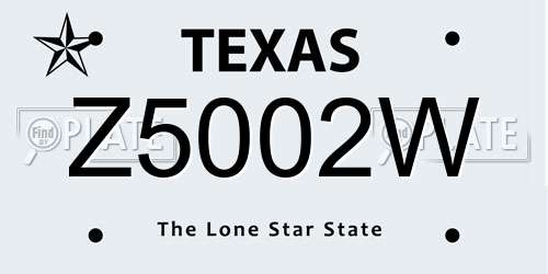 Z5002W Texas License Plate
