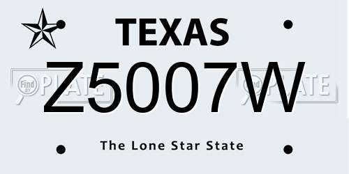 Z5007W Texas License Plate