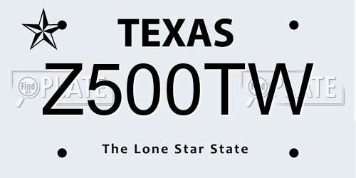 Z500TW Texas License Plate