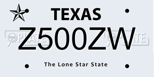 Z500ZW Texas License Plate