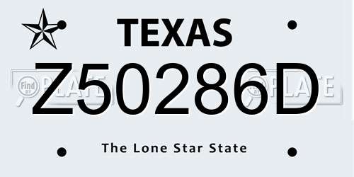 Z50286D Texas License Plate