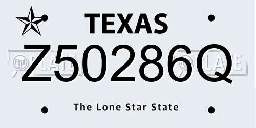 Z50286Q Texas License Plate