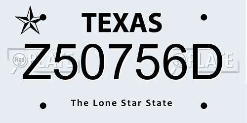 Z50756D Texas License Plate