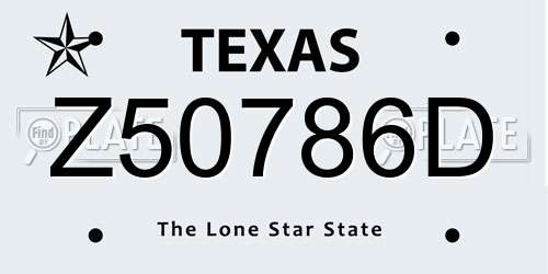 Z50786D Texas License Plate