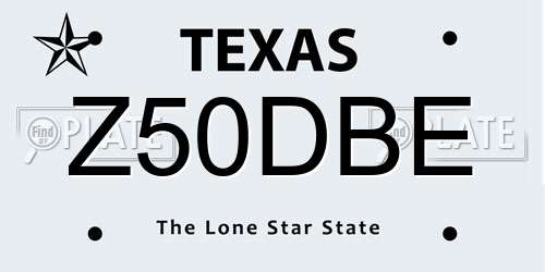 Z50DBE Texas License Plate