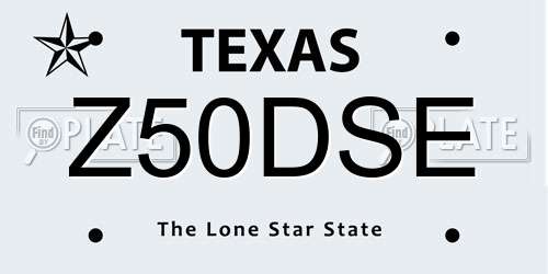 Z50DSE Texas License Plate
