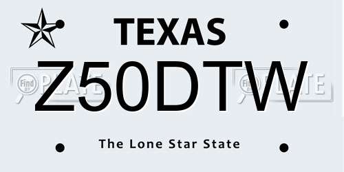 Z50DTW Texas License Plate