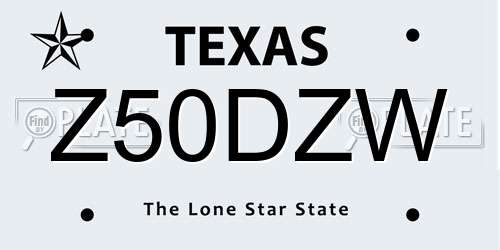 Z50DZW Texas License Plate