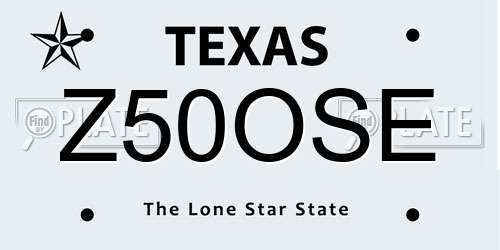 Z50OSE Texas License Plate