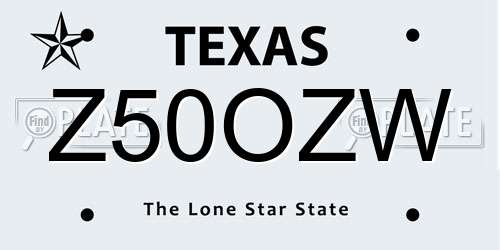 Z50OZW Texas License Plate