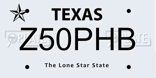 Z50PHB Texas License Plate