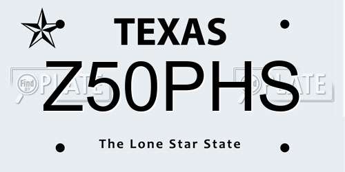 Z50PHS Texas License Plate