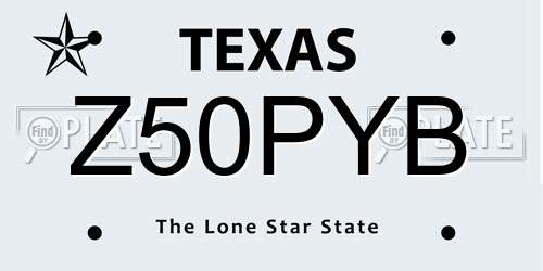 Z50PYB Texas License Plate