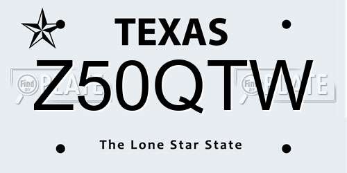 Z50QTW Texas License Plate