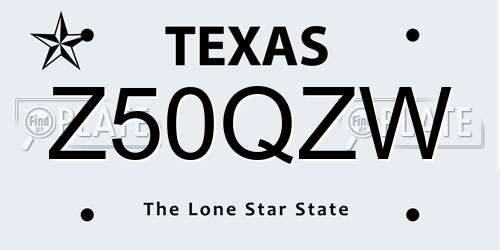 Z50QZW Texas License Plate