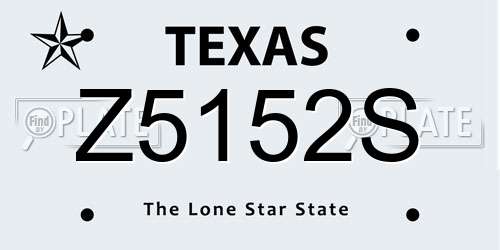 Z5152S Texas License Plate