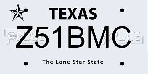 Z51BMC Texas License Plate