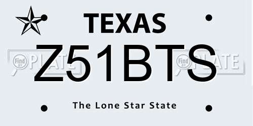 Z51BTS Texas License Plate