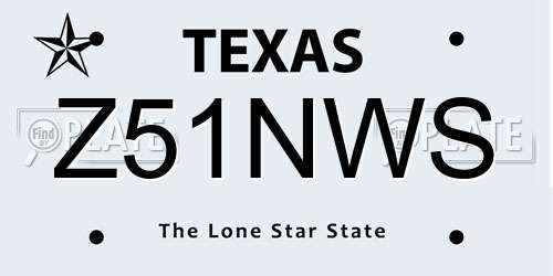 Z51NWS Texas License Plate