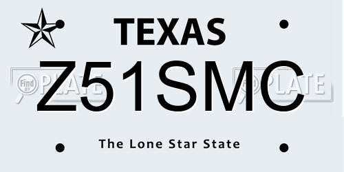 Z51SMC Texas License Plate