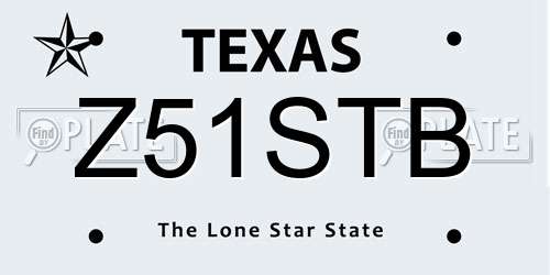 Z51STB Texas License Plate
