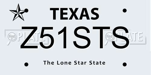 Z51STS Texas License Plate