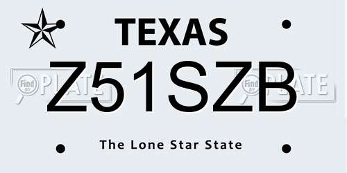 Z51SZB Texas License Plate