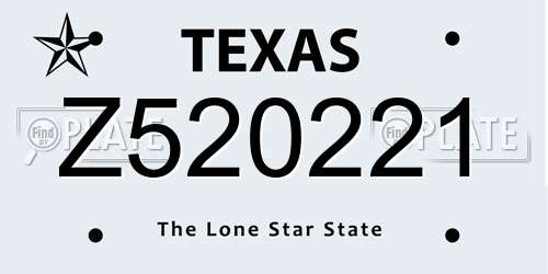 Z520221 Texas License Plate