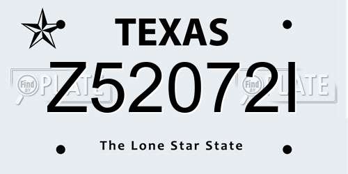 Z52072I Texas License Plate