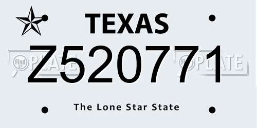 Z520771 Texas License Plate