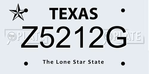 Z5212G Texas License Plate