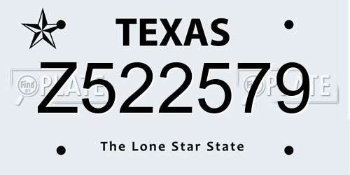 Z522579 Texas License Plate