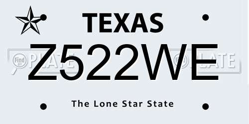 Z522WE Texas License Plate