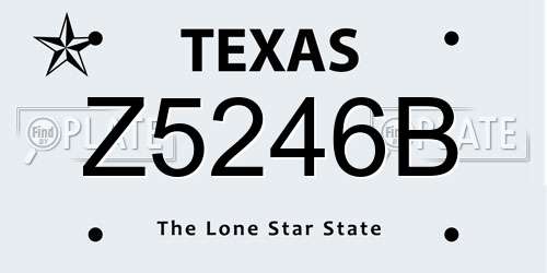Z5246B Texas License Plate
