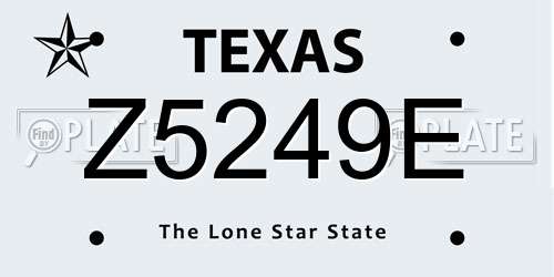 Z5249E Texas License Plate