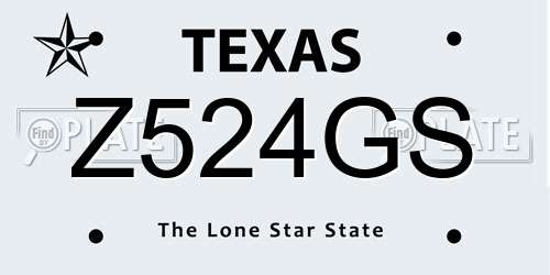 Z524GS Texas License Plate