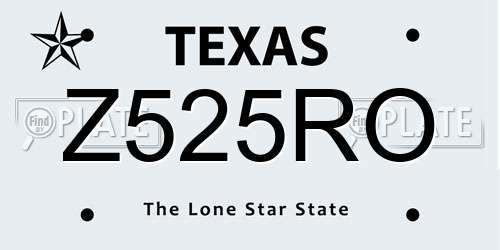 Z525RO Texas License Plate