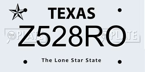 Z528RO Texas License Plate