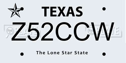 Z52CCW Texas License Plate