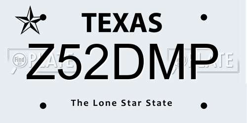 Z52DMP Texas License Plate