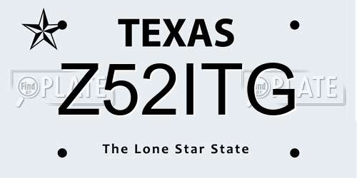 Z52ITG Texas License Plate